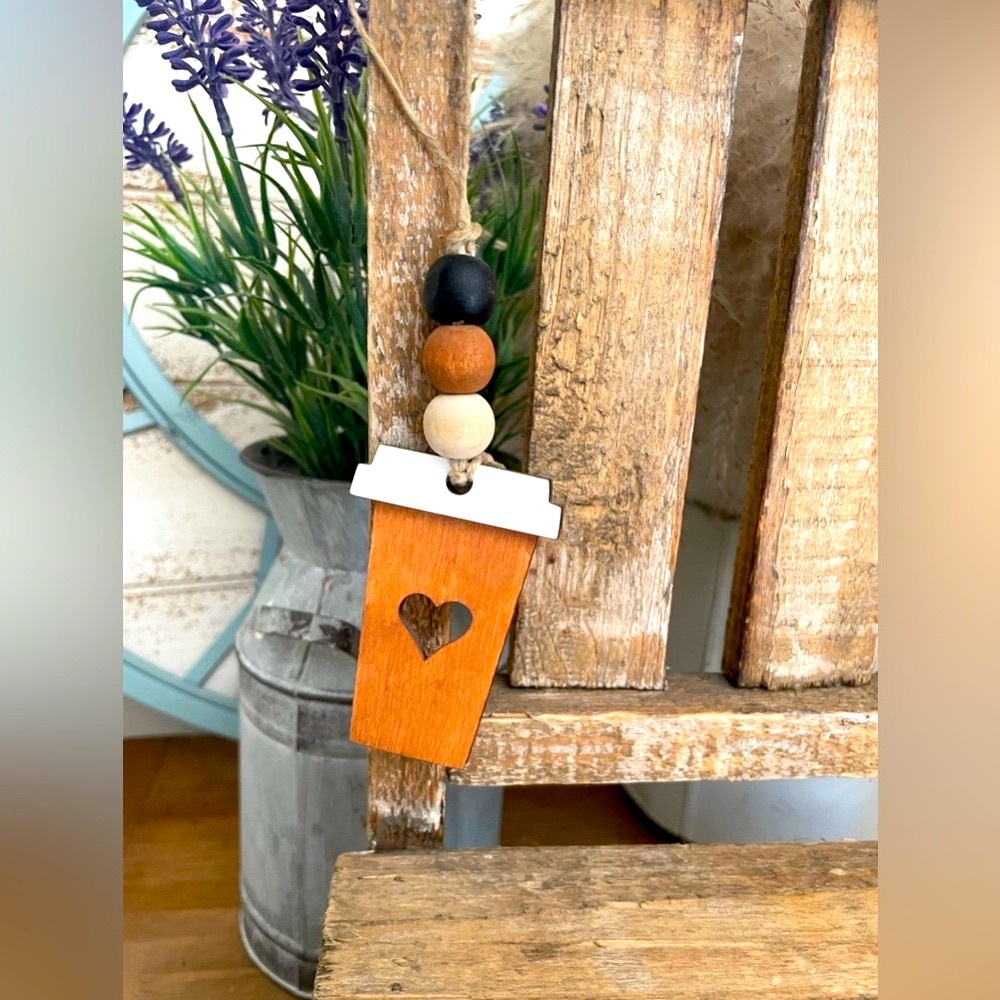 Farmhouse Coffee Lover Decor'able Mug Travel Cup Coffee Bar Tiered Tray Beads